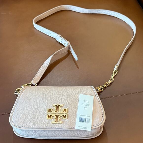 Tory Burch Britten Mini Crossbody Bag Light Oak Designer Preppy Concerts - Picture 2 of 9